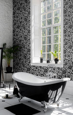 Paisley peel and stick wallpaper bathroom NW45500 from NextWall