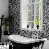 Paisley peel and stick wallpaper bathroom NW45500 from NextWall