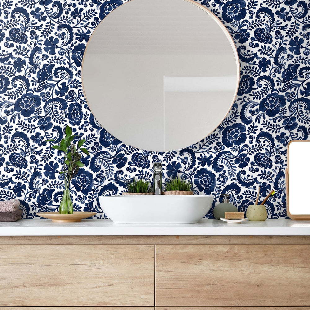
                  
                    Paisley peel and stick wallpaper bathroom NW45502 from NextWall
                  
                