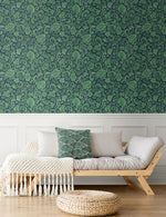 Paisley peel and stick wallpaper living room NW45504 from NextWall