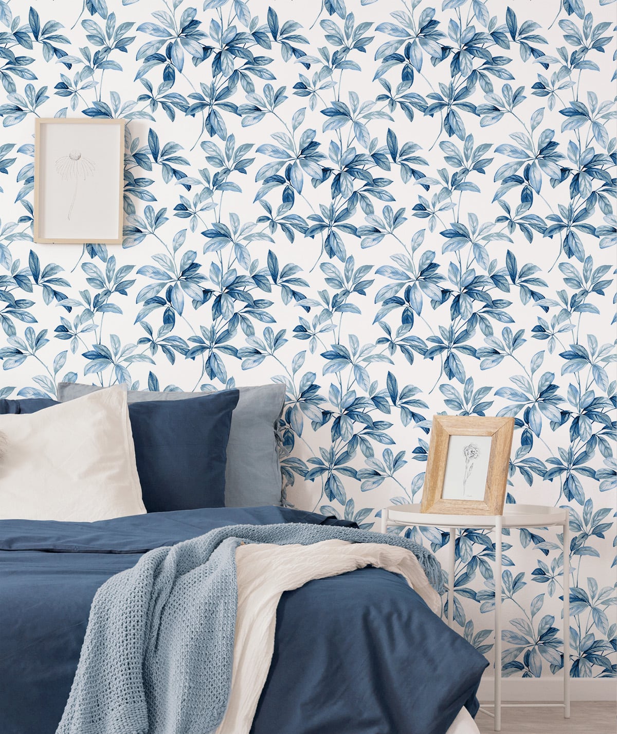 Leaf peel and stick wallpaper bedroom NW45602 from NextWall