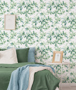 Leaf peel and stick wallpaper bedroom NW45604 from NextWall