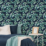 Leaf peel and stick wallpaper bedroom NW45612 from NextWall