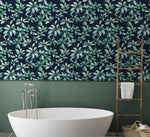 Leaf peel and stick wallpaper bathroom NW45612 from NextWall
