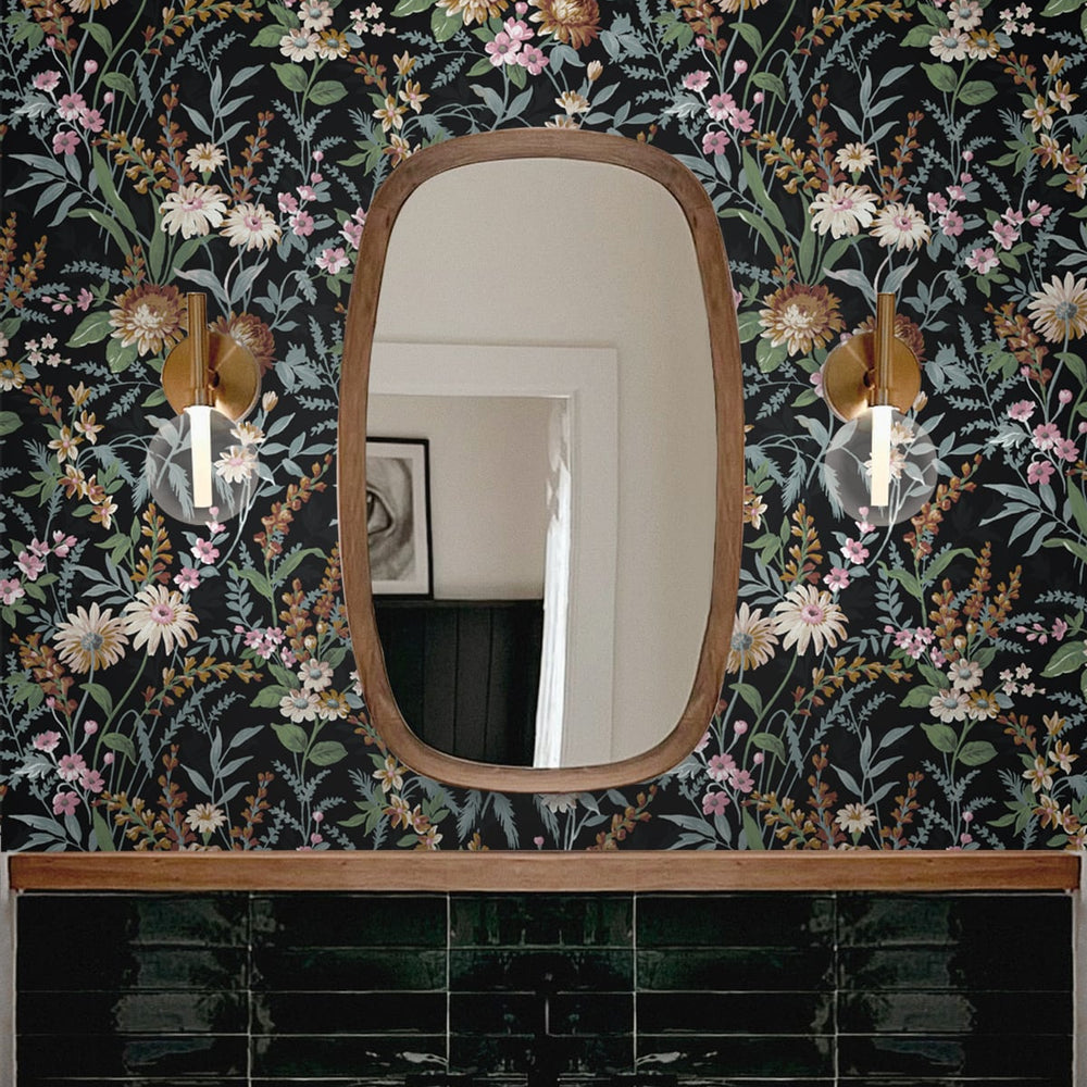 
                  
                    Vintage floral peel and stick wallpaper bathroom NW45700 from NextWall
                  
                