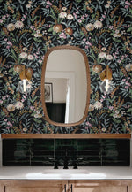 Vintage floral peel and stick wallpaper bathroom NW45700 from NextWall