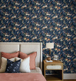 Vintage floral peel and stick wallpaper bedroom NW45702 from NextWall