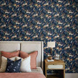 Vintage floral peel and stick wallpaper bedroom NW45702 from NextWall
