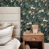Vintage floral peel and stick wallpaper bedroom NW45704 from NextWall