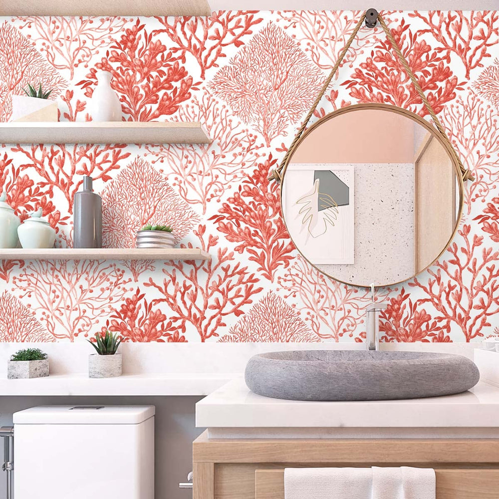 
                  
                    Seaweed beach peel and stick wallpaper bathroom NW45804 from NextWall
                  
                