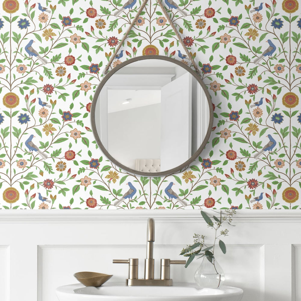 
                  
                    Bird floral peel and stick wallpaper bathroom NW45901 from NextWall
                  
                
