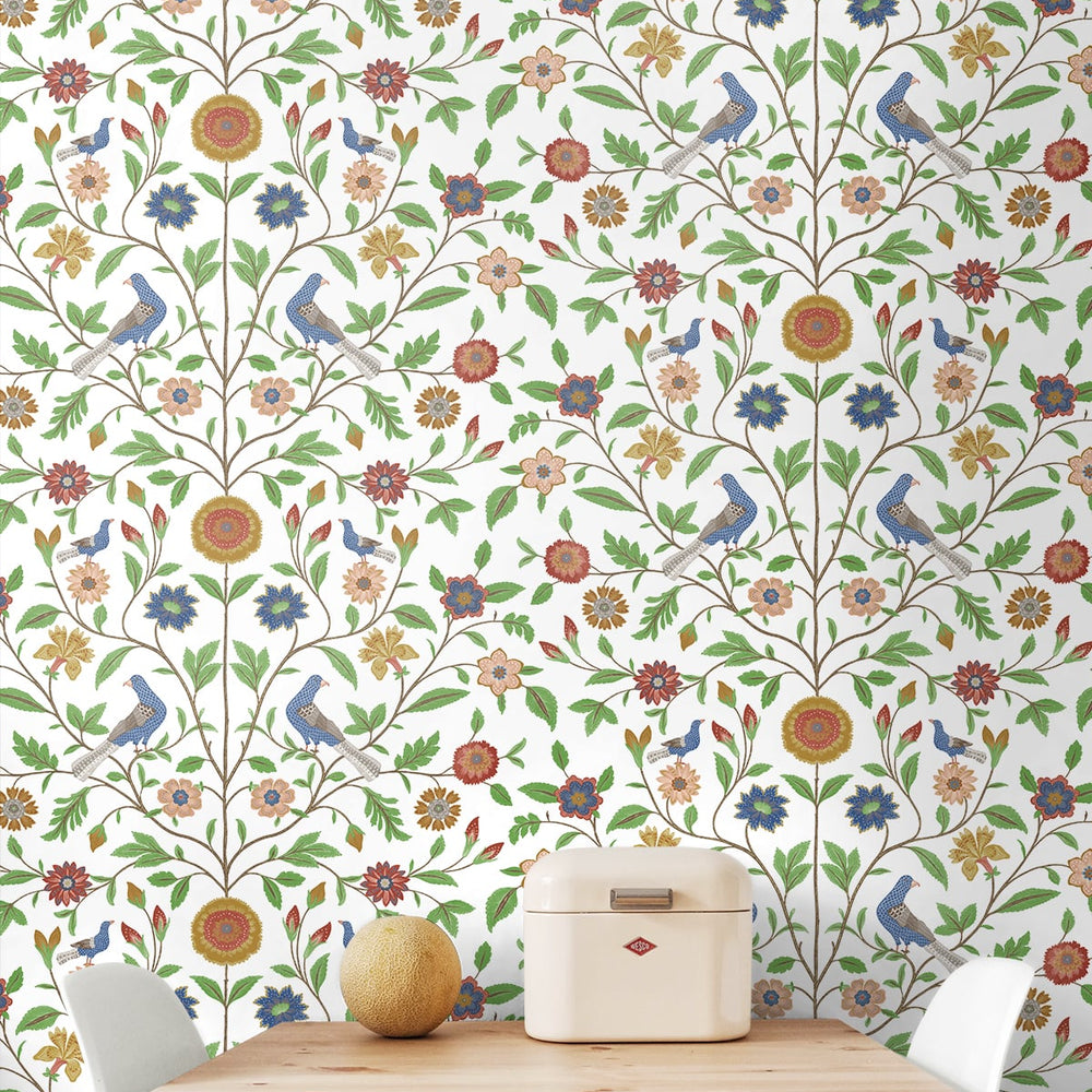 
                  
                    Bird floral peel and stick wallpaper dining room NW45901 from NextWall
                  
                