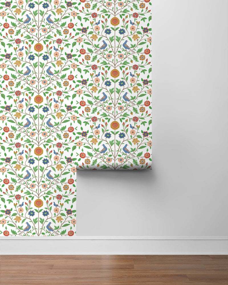 Bird floral peel and stick wallpaper roll NW45901 from NextWall