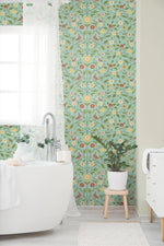 Bird floral peel and stick wallpaper bathroom NW45904 from NextWall