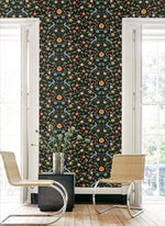 Bird floral peel and stick wallpaper living room NW45910 from NextWall