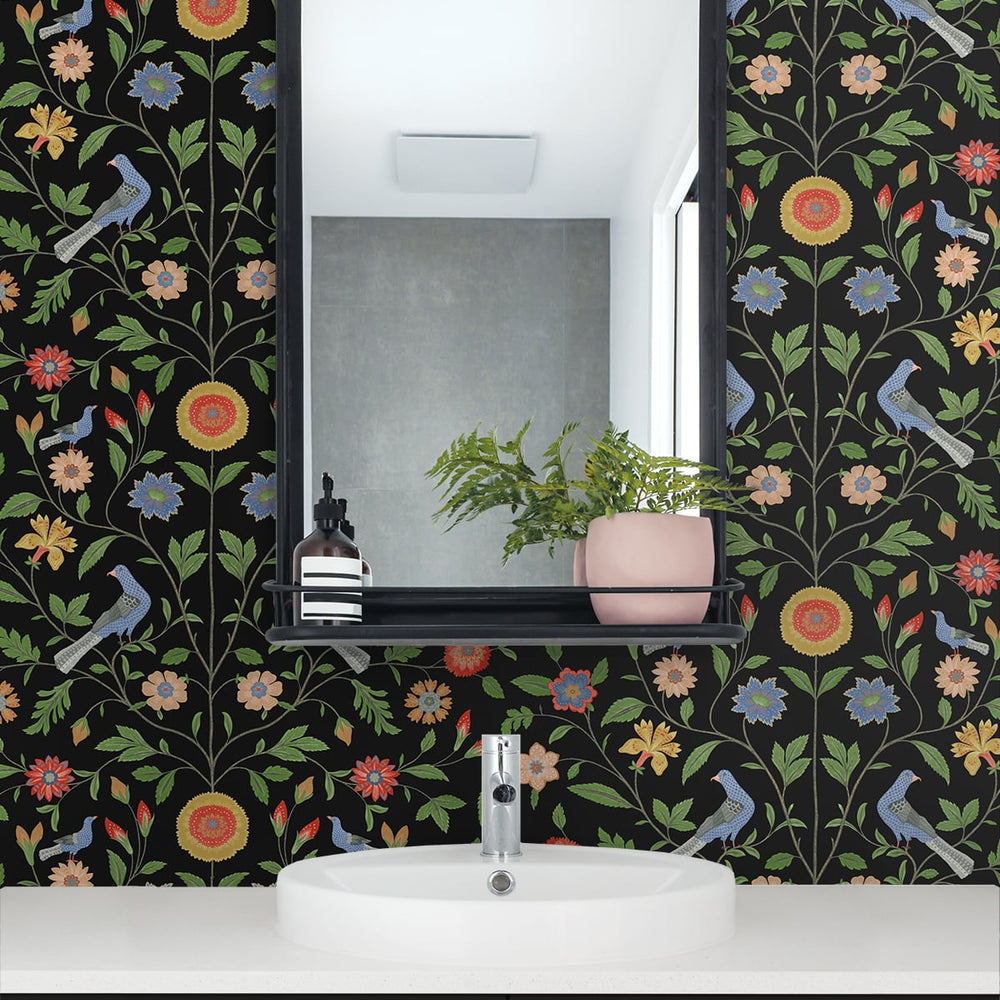 
                  
                    Bird floral peel and stick wallpaper bathroom NW45910 from NextWall
                  
                