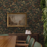 Vintage peel and stick wallpaper dining room NW46008 from NextWall