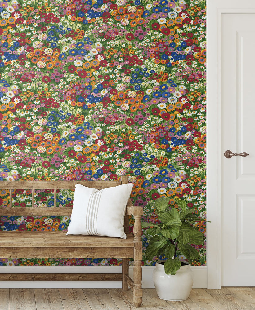 Floral peel and stick wallpaper entryway NW46101 from NextWall