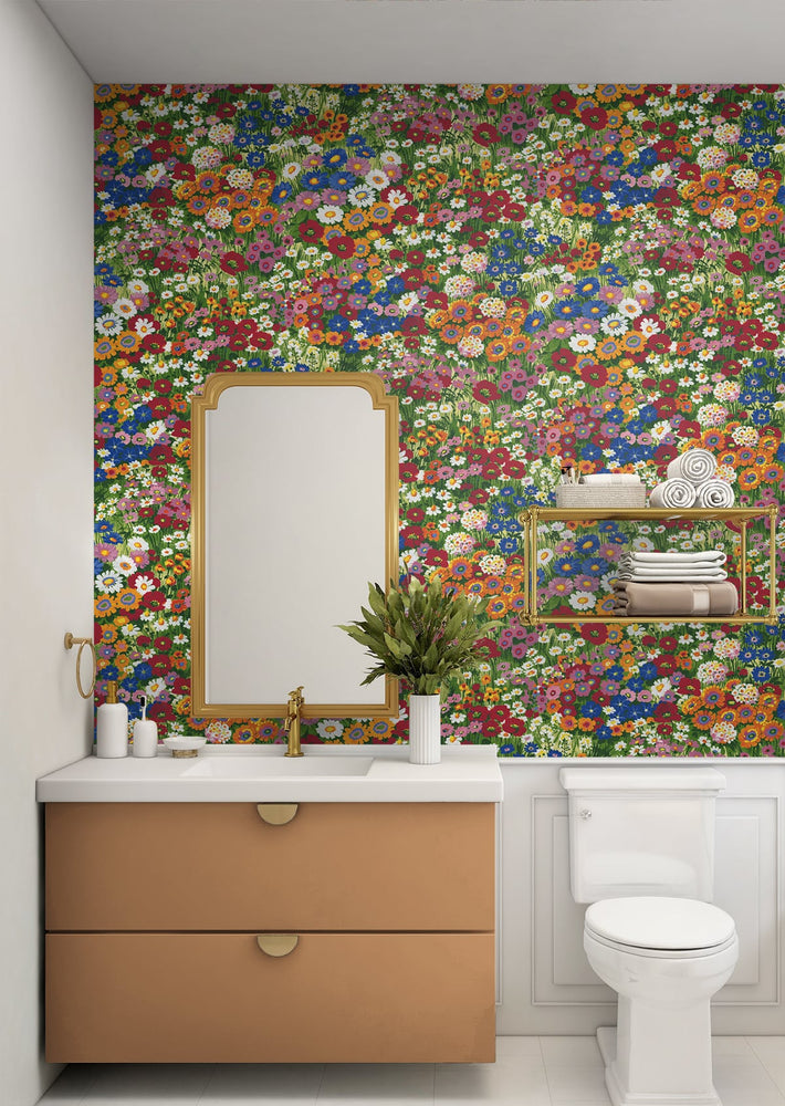Floral peel and stick wallpaper bathroom NW46101 from NextWall