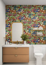 Floral peel and stick wallpaper bathroom NW46101 from NextWall