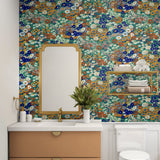 Floral peel and stick wallpaper bathroom NW46106 from NextWall