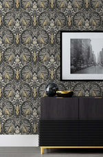 Bird ogee peel and stick wallpaper entryway NW46200 from NextWall