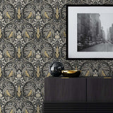 Bird ogee peel and stick wallpaper entryway NW46200 from NextWall