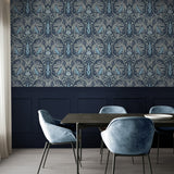 Bird ogee peel and stick wallpaper dining room NW46202 from NextWall