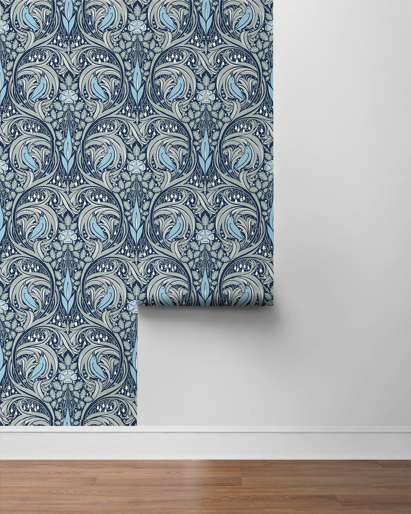 Bird ogee peel and stick wallpaper roll NW46202 from NextWall