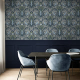 Bird ogee peel and stick wallpaper dining room NW46204 from NextWall