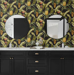 Pineapple peel and stick wallpaper NW46300 tropical bathroom from NextWall