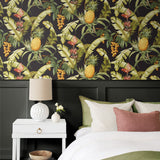Pineapple peel and stick wallpaper NW46300 tropical bedroom from NextWall