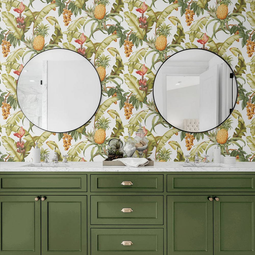 
                  
                    Pineapple peel and stick wallpaper NW46305 tropical bathroom from NextWall
                  
                