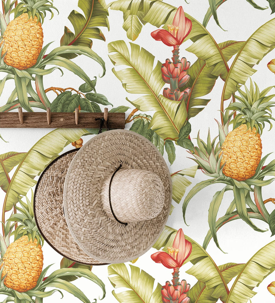 Pineapple peel and stick wallpaper NW46305 tropical decor from NextWall