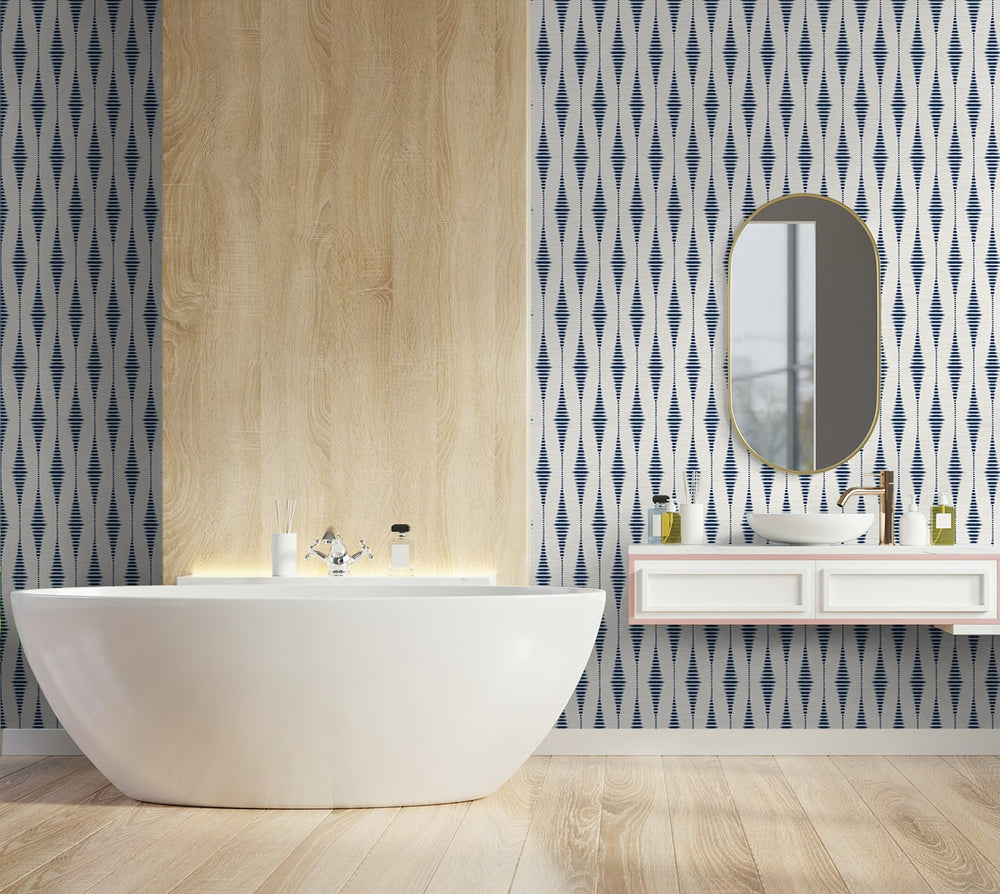 Ikat peel and stick wallpaper bathroom  NW46402 from NextWall