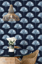 Palm leaf peel and stick wallpaper dining room NW46502 from NextWall