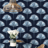Palm leaf peel and stick wallpaper dining room NW46502 from NextWall