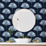 Palm leaf peel and stick wallpaper bathroom NW46502 from NextWall