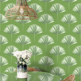 Palm leaf peel and stick wallpaper dining room NW46504 from NextWall