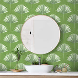 Palm leaf peel and stick wallpaper bathroom NW46504 from NextWall