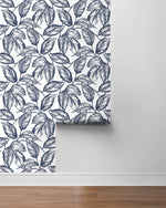 Sketched leaf peel and stick wallpaper roll NW46902 from NextWall