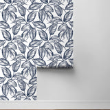 Sketched leaf peel and stick wallpaper roll NW46902 from NextWall