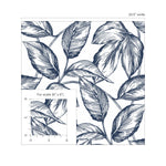 Sketched leaf peel and stick wallpaper scale NW46902 from NextWall