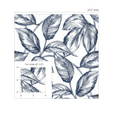 Sketched leaf peel and stick wallpaper scale NW46902 from NextWall