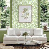 Sketched leaf peel and stick wallpaper living room NW46904 from NextWall
