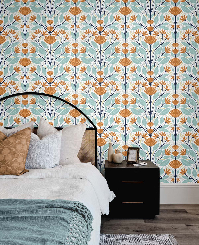 Floral peel and stick wallpaper bedroom NW47101 from NextWall