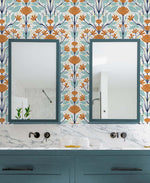 Floral peel and stick wallpaper bathroom NW47101 from NextWall