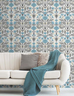 Floral peel and stick wallpaper living room NW47104 from NextWall