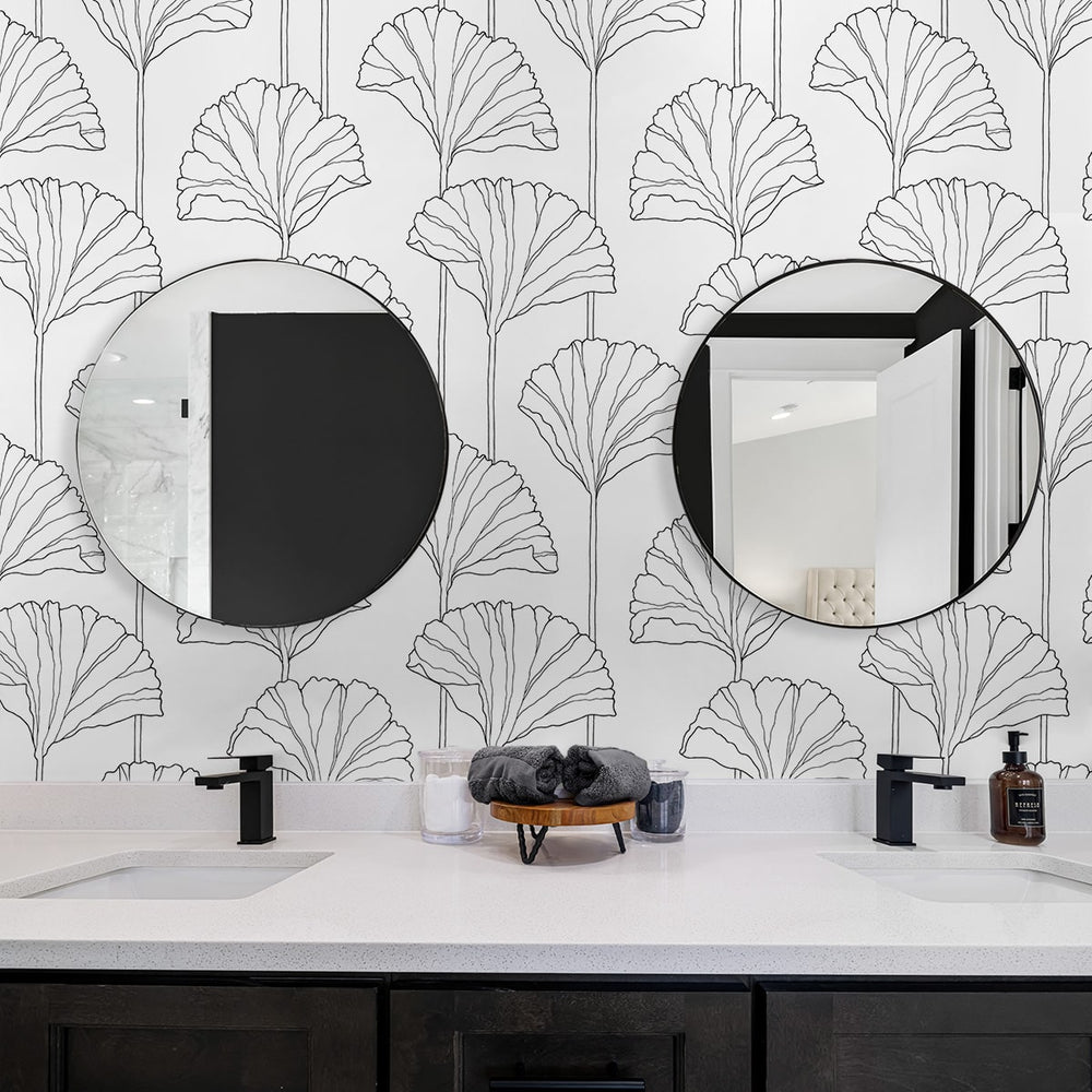 
                  
                    Gingko leaf peel and stick wallpaper bathroom NW47200 from NextWall
                  
                