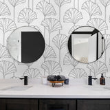 Gingko leaf peel and stick wallpaper bathroom NW47200 from NextWall